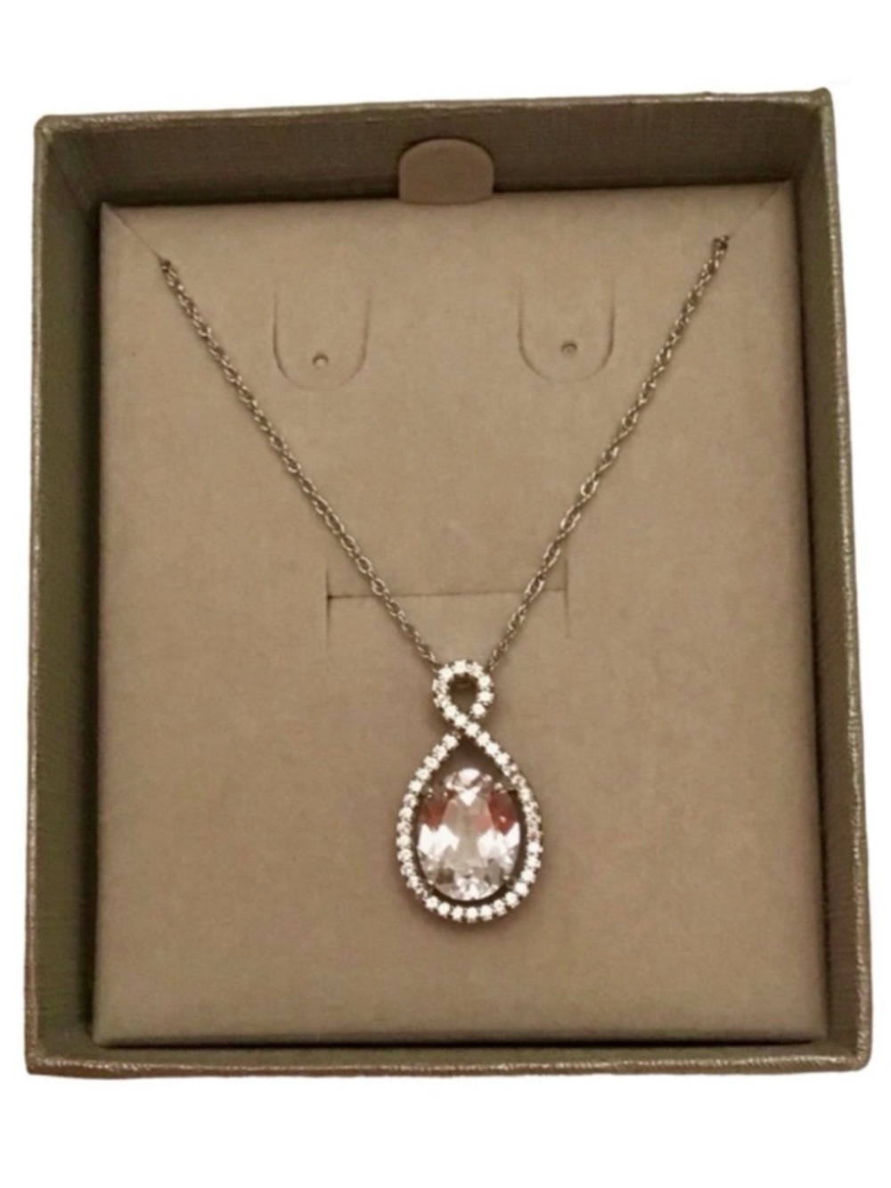 Zales Sterling Silver Lab Created Sapphire Asymmetric Infinity Necklace (NWT) - Picture 5 of 10